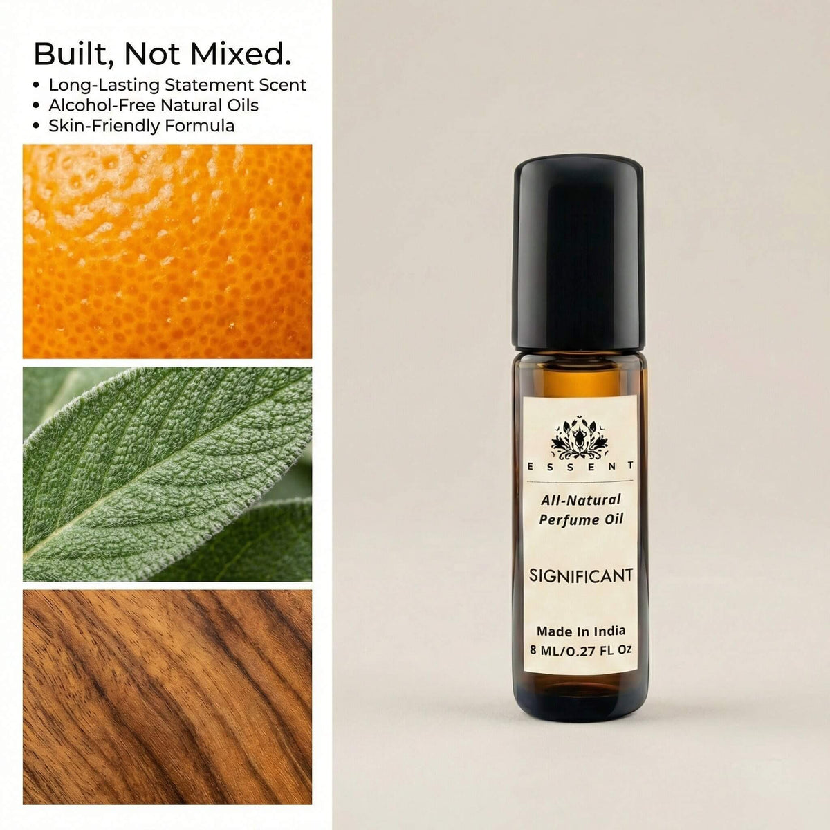 Essent Significant 8 ml roll-on attar bottle — fresh citrus, view 3