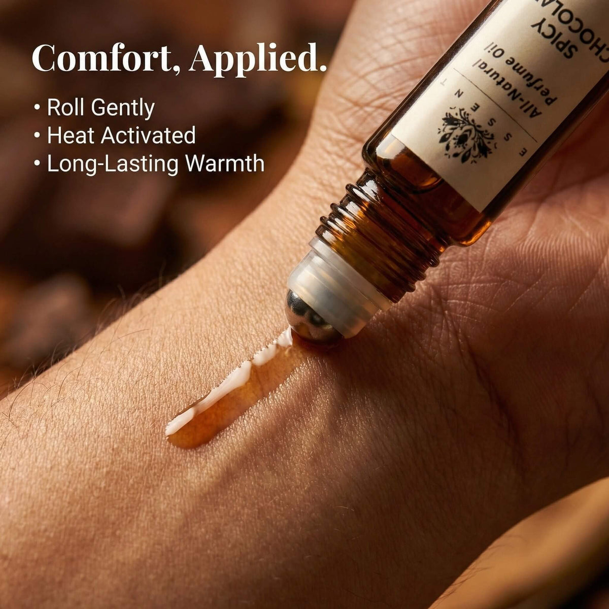 Essent Spicy Chocolate 8 ml roll-on attar bottle — spicy oriental, view 5