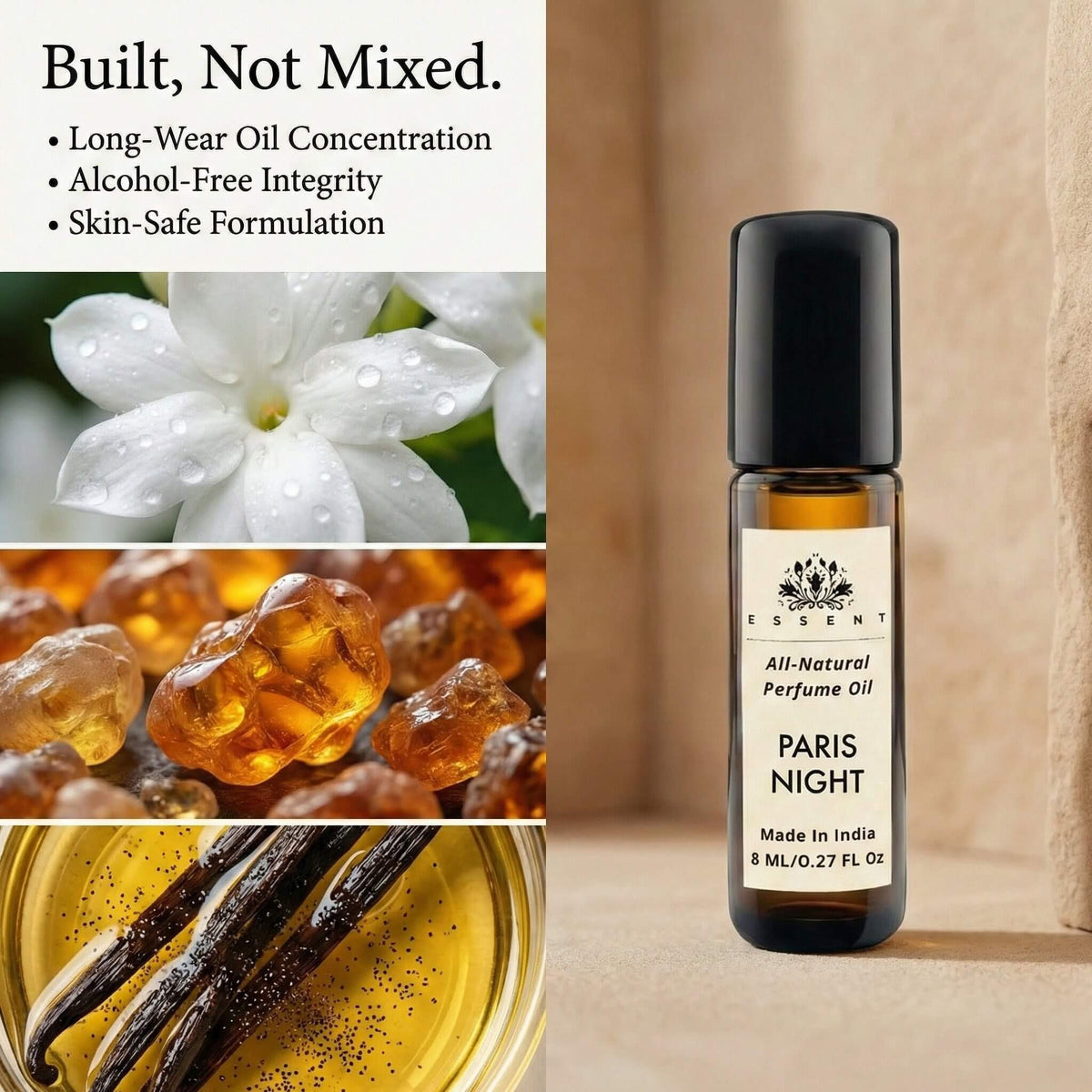 Essent Paris Night 8 ml roll-on attar bottle — rose oriental, view 3