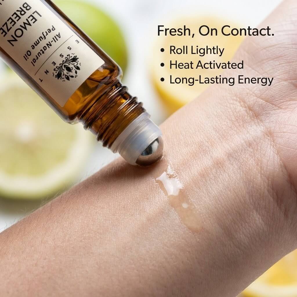 Essent Lemon Breeze 8 ml roll-on attar bottle — fresh citrus, view 5