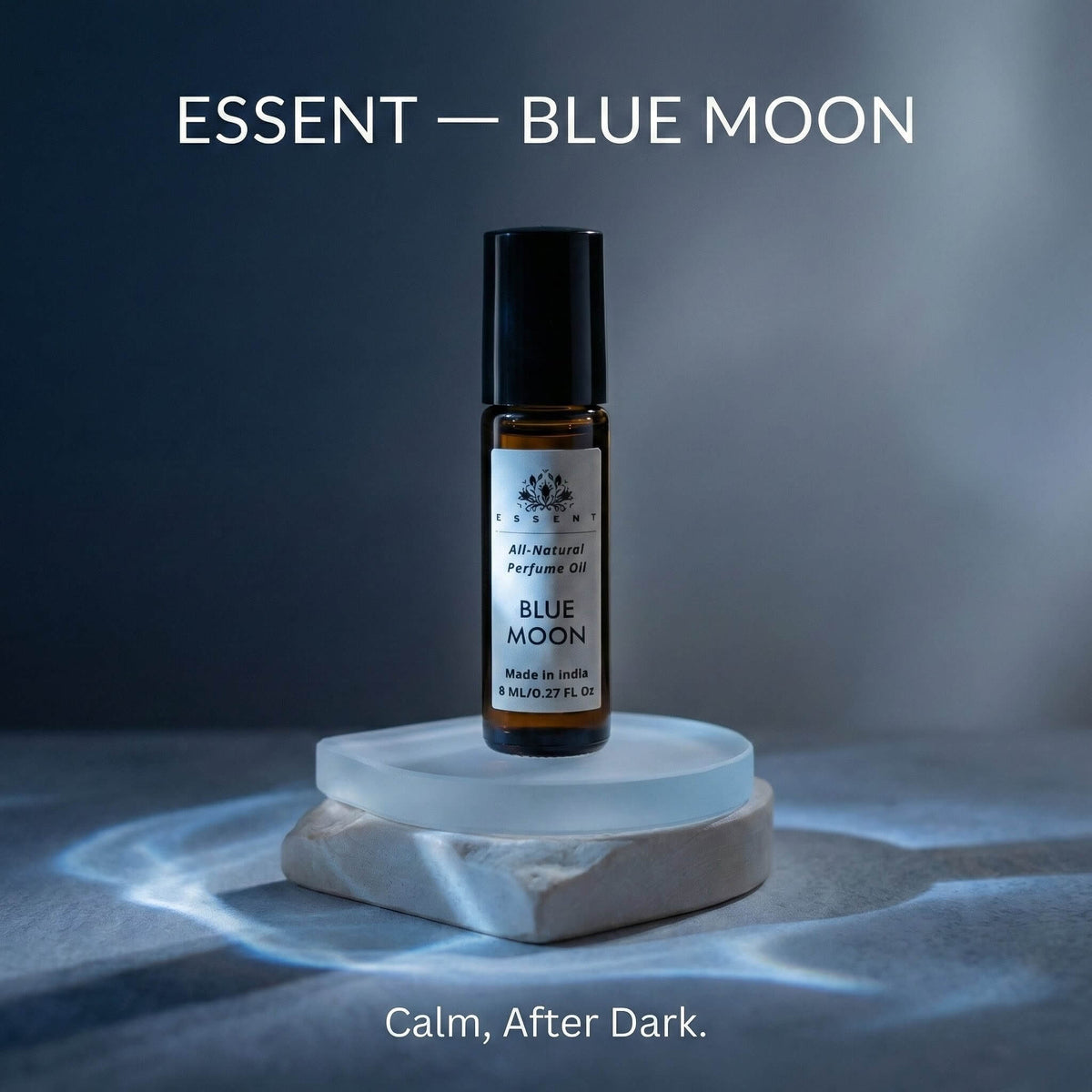 Essent Blue Moon 8 ml roll-on attar bottle — fresh citrus