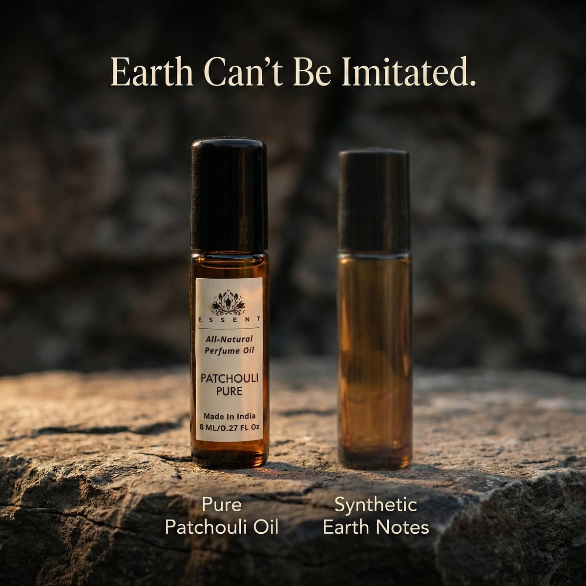 Essent Patchouli Pure 8 ml roll-on attar bottle — woody, view 4