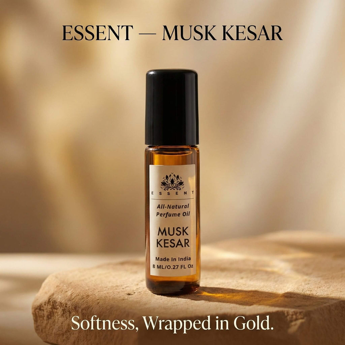 Essent Musk Kesar 8 ml roll-on attar bottle — musk