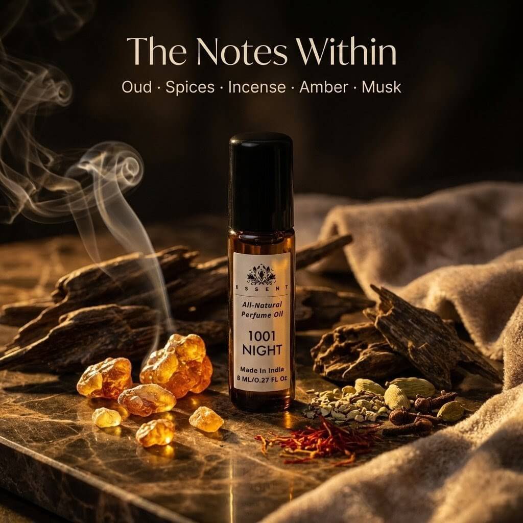 Essent 1001 Night 8 ml roll-on attar bottle — oud & amber, view 2