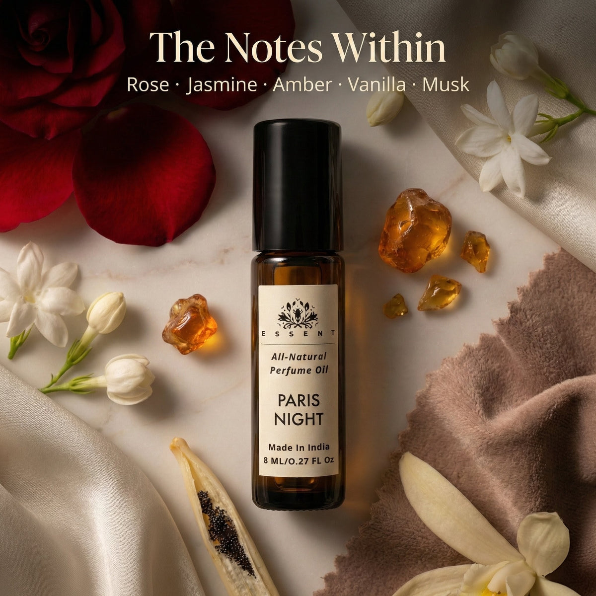 Essent Paris Night 8 ml roll-on attar bottle — rose oriental, view 2