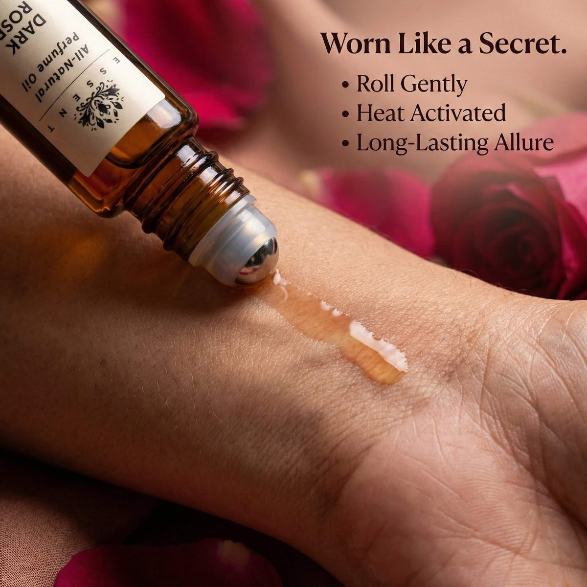 Essent Dark Rose 8 ml roll-on attar bottle — rose oriental, view 5