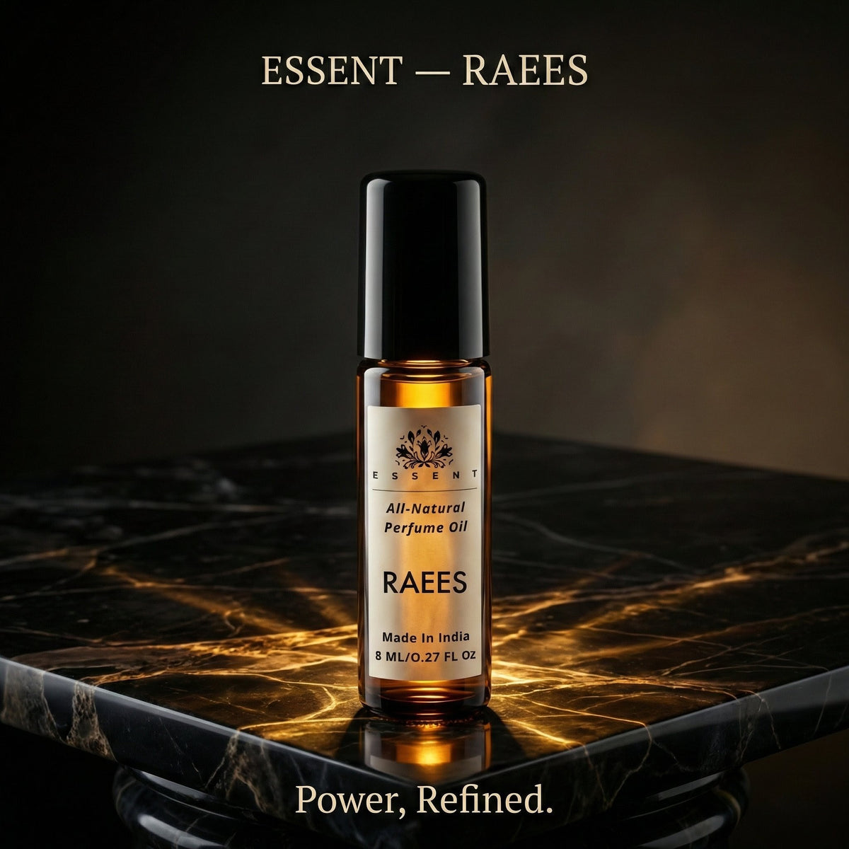Essent Raees 8 ml roll-on attar bottle — spicy oriental