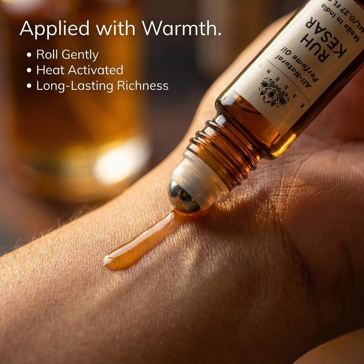 Essent Ruh Kesar 8 ml roll-on attar bottle — spicy oriental, view 5