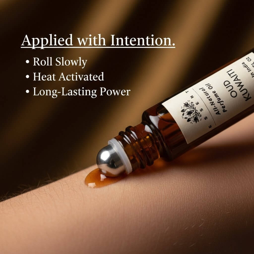 Essent Oud Kuwaiti 8 ml roll-on attar bottle — oud & amber, view 5