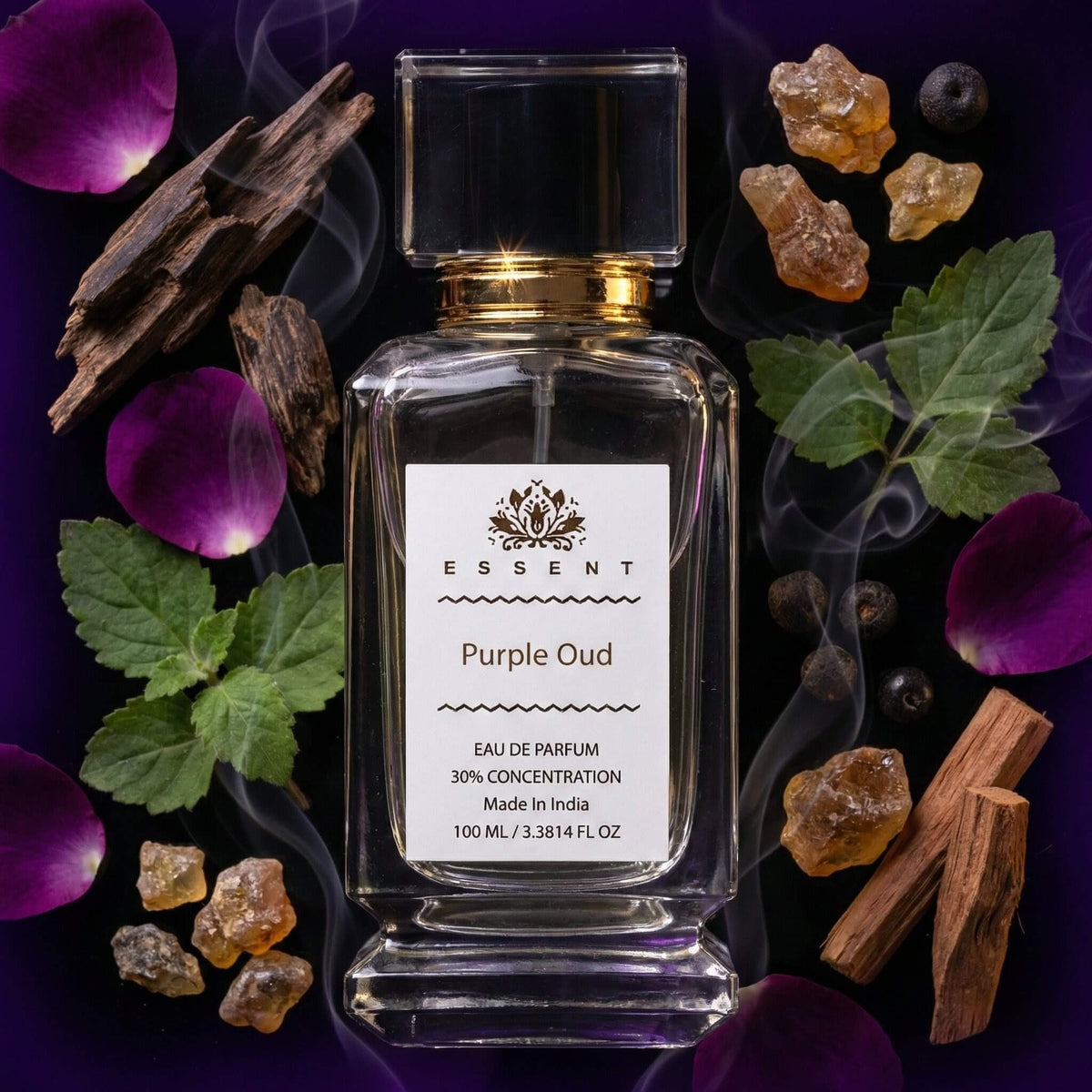 Essent Purple Oud 30 ml eau de parfum bottle — oud & amber, view 5