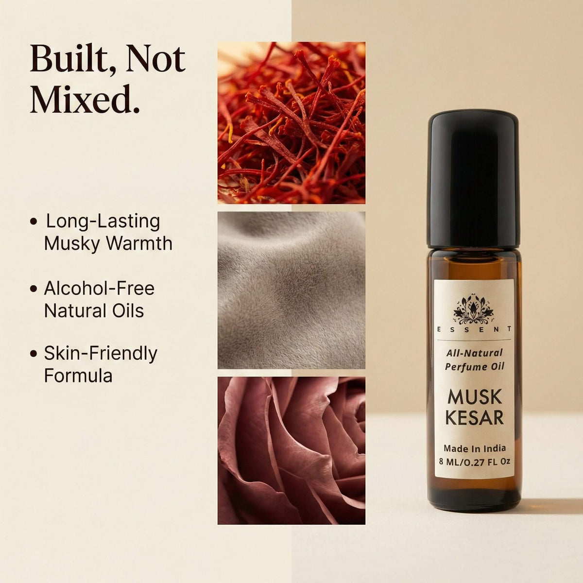 Essent Musk Kesar 8 ml roll-on attar bottle — musk, view 3