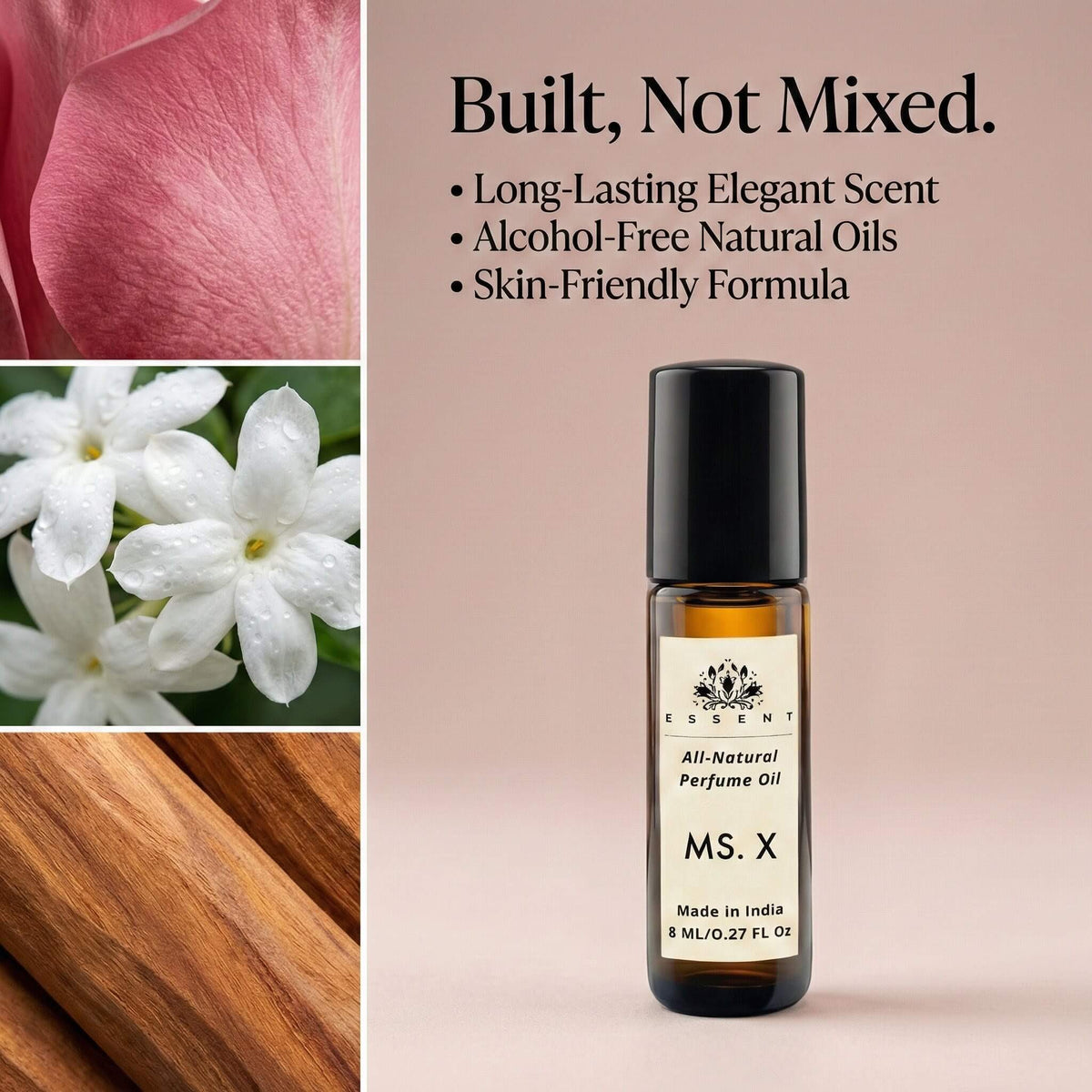 Essent Miss X 8 ml roll-on attar bottle — rose oriental, view 4