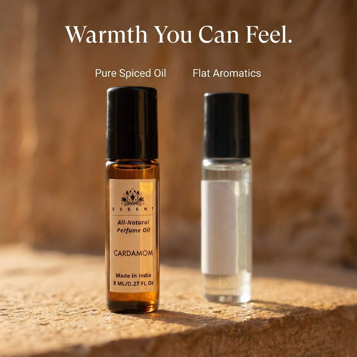 Essent Cardamom 8 ml roll-on attar bottle — amber oriental, view 3
