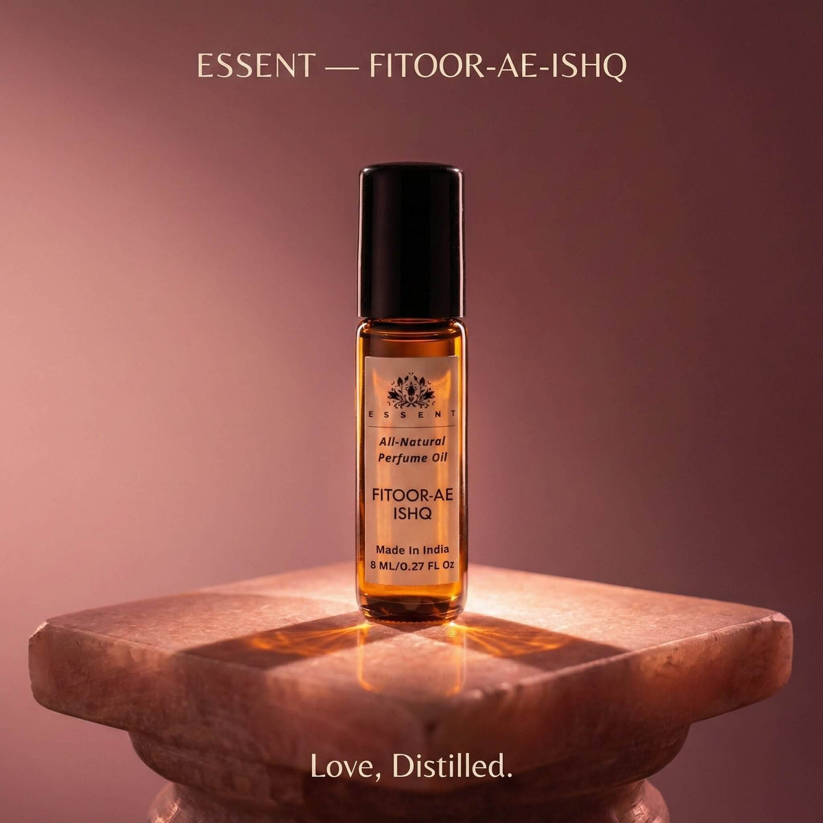 Essent Fitoor-Ae-Ishq 8 ml roll-on attar bottle — amber oriental