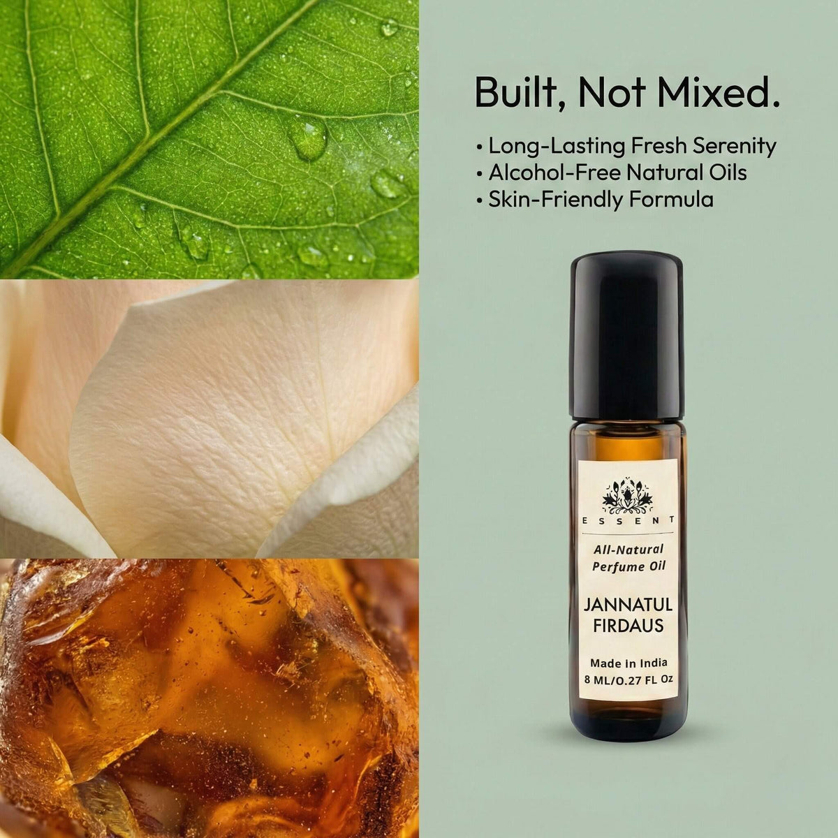 Essent Jannatul Firdaus 8 ml roll-on attar bottle — amber oriental, view 3