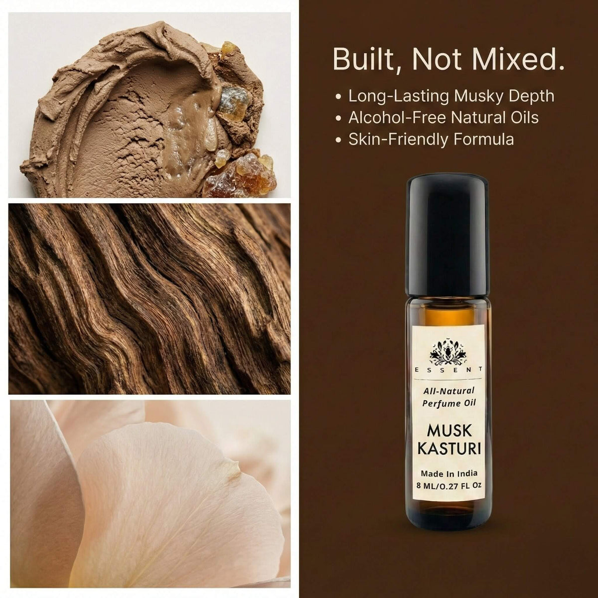 Essent Musk Kasturi 8 ml roll-on attar bottle — musk, view 4
