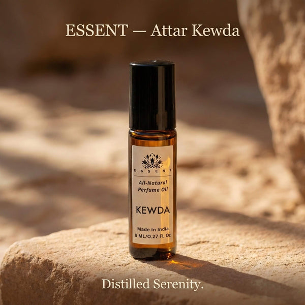 Essent Kewda 8 ml roll-on attar bottle — white floral