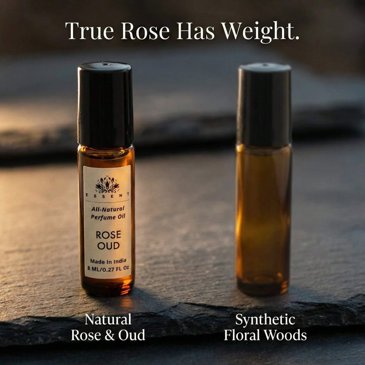 Essent Rose Oud 8 ml roll-on attar bottle — rose oriental, view 3