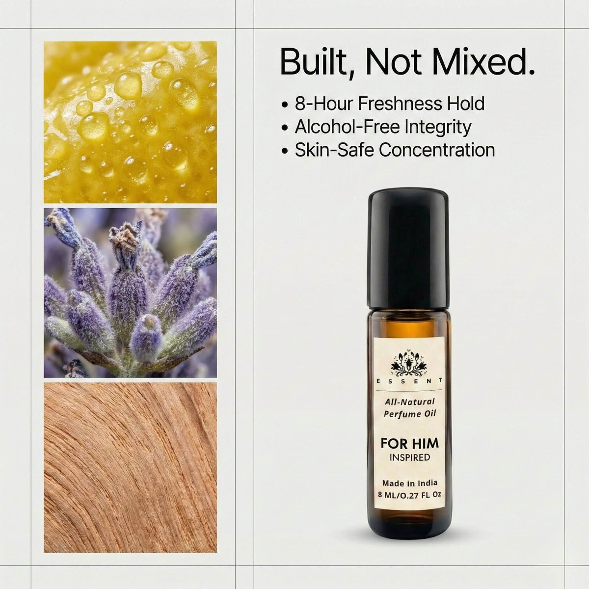 Essent For Him 8 ml roll-on attar bottle — fresh citrus, view 3