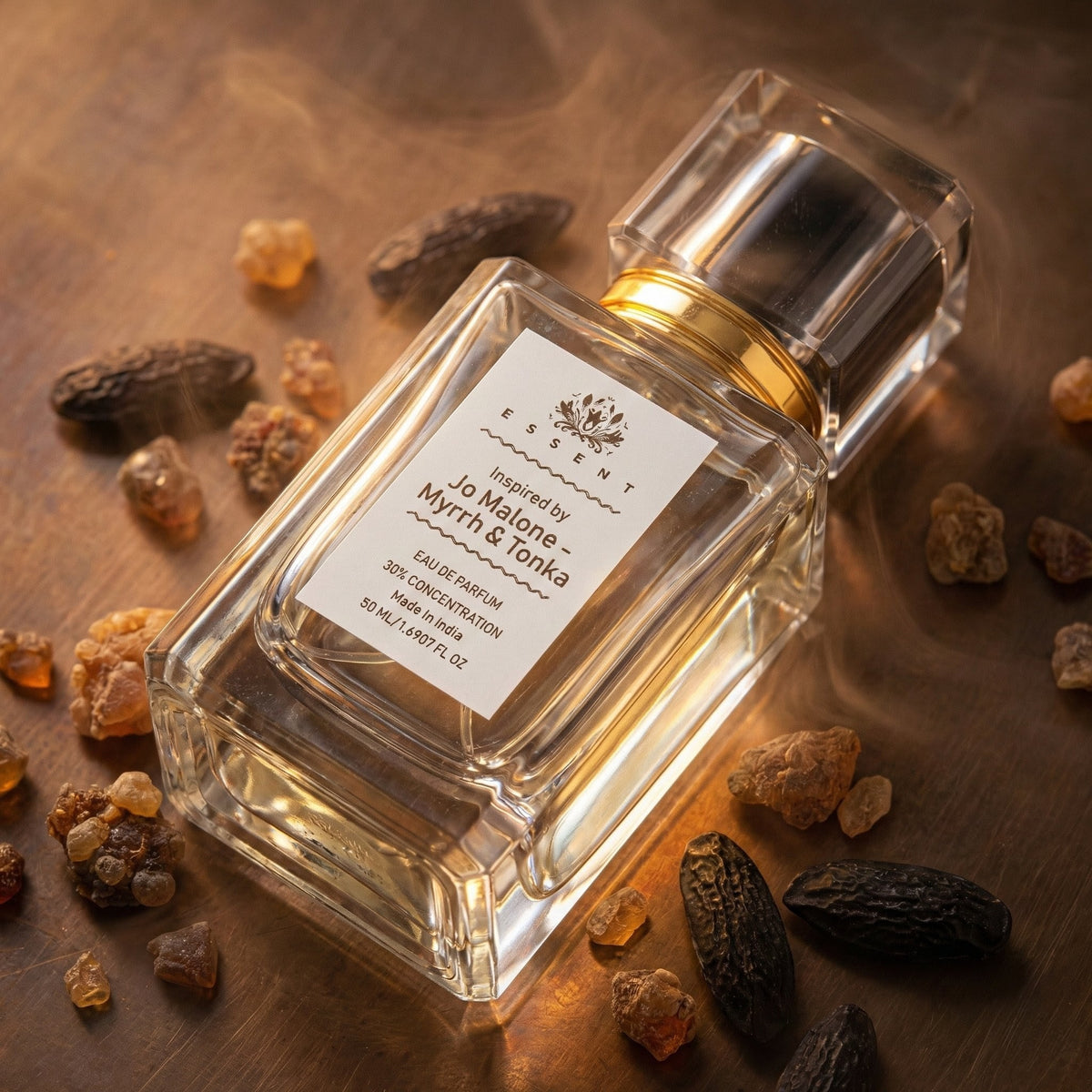 Essent Myrrh & Tonka 100 ml eau de parfum bottle — amber oriental, view 4