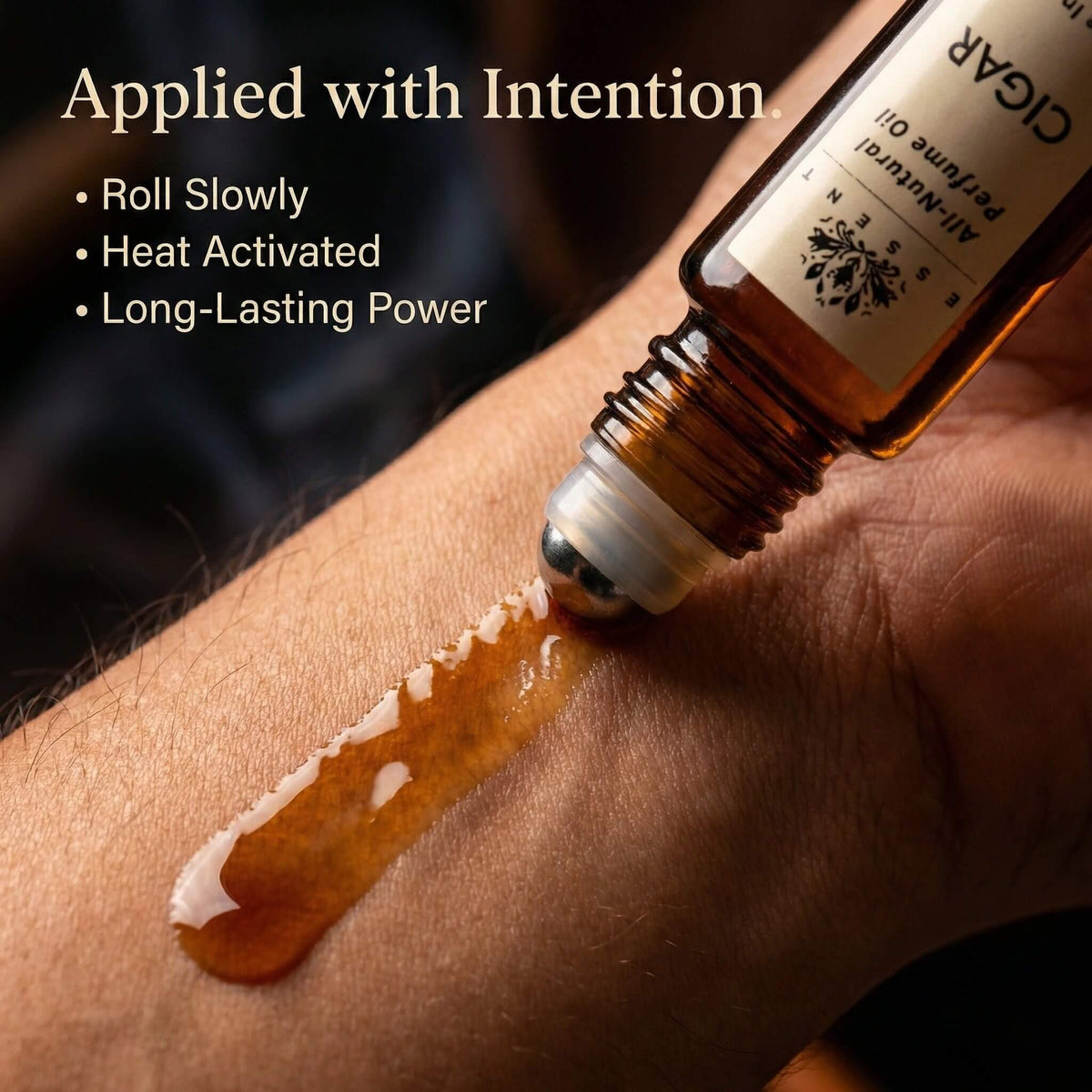 Essent Cigar 8 ml roll-on attar bottle — oud & amber, view 5