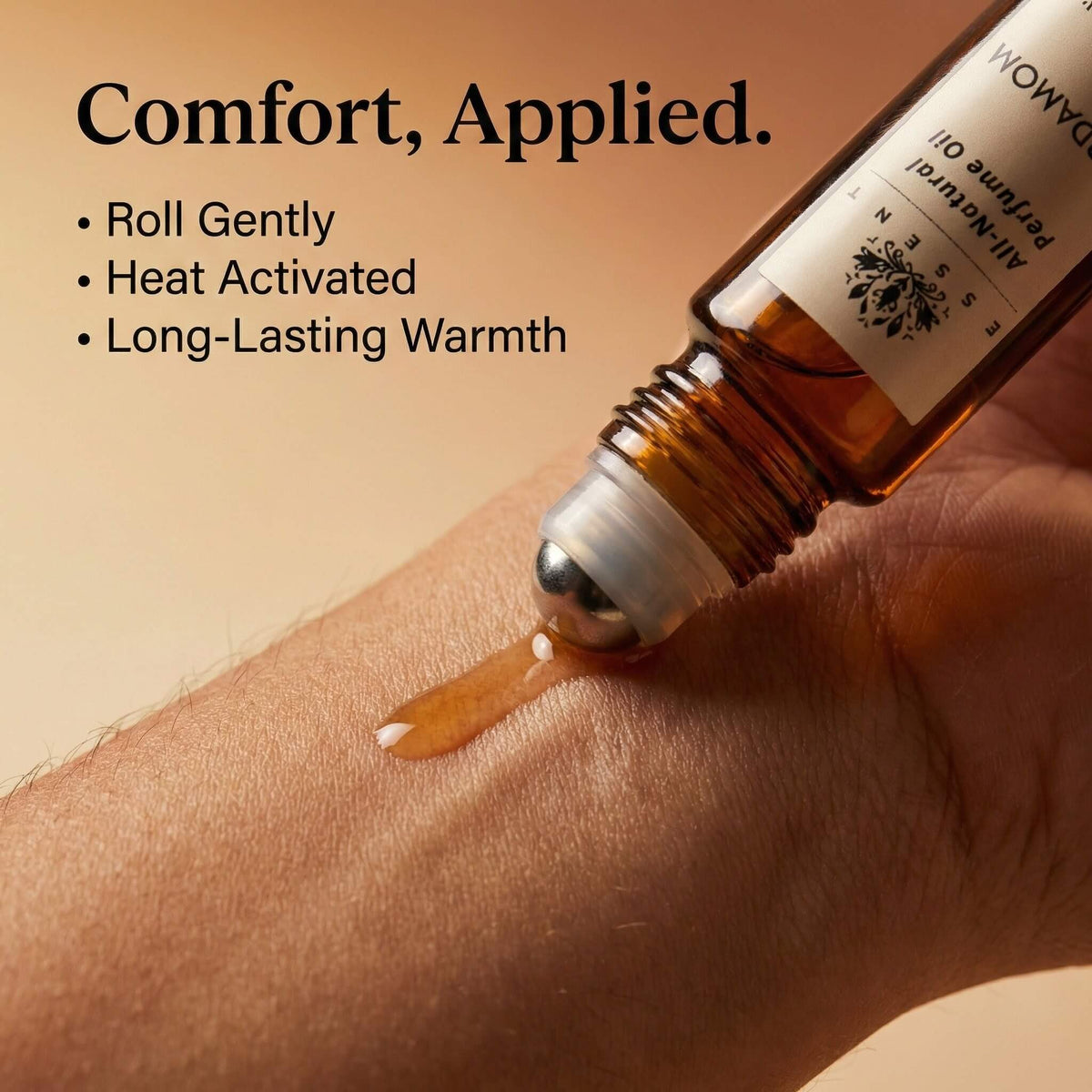 Essent Cardamom 8 ml roll-on attar bottle — amber oriental, view 5