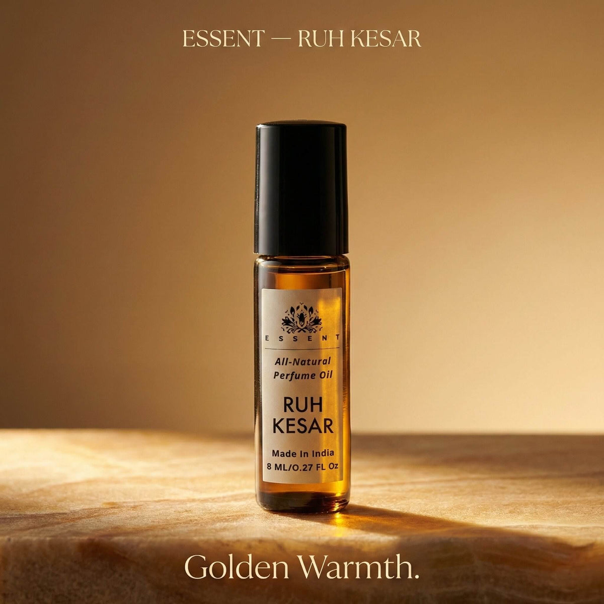 Essent Ruh Kesar 8 ml roll-on attar bottle — spicy oriental