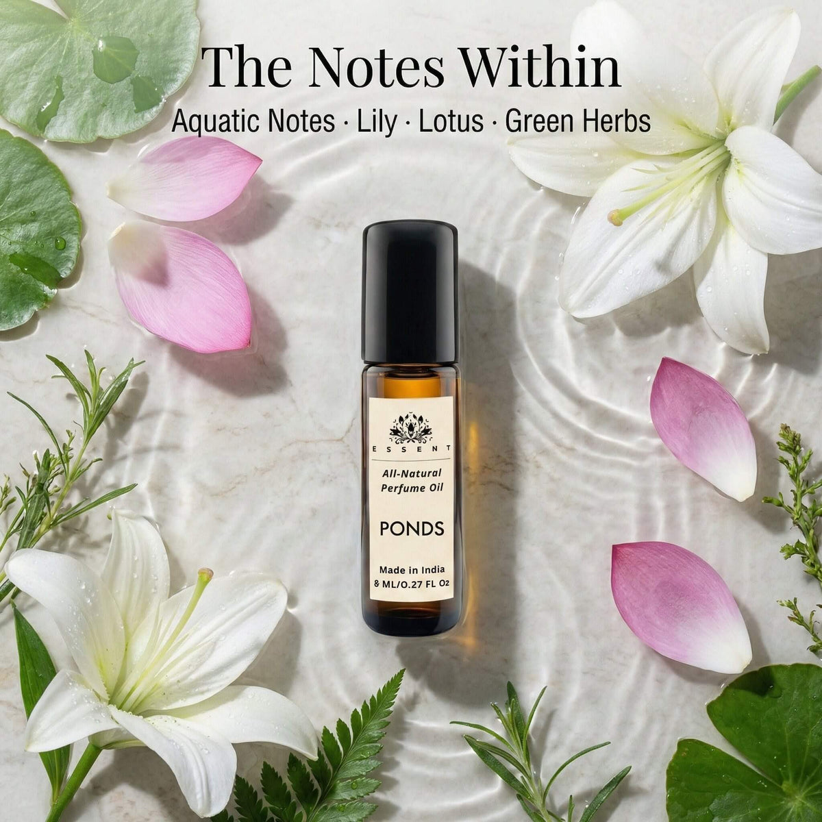 Essent White Floral Attar 8 ml roll-on attar bottle — white floral, view 2