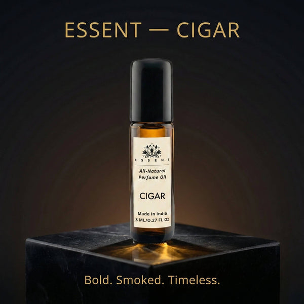 Essent Cigar 8 ml roll-on attar bottle — oud & amber