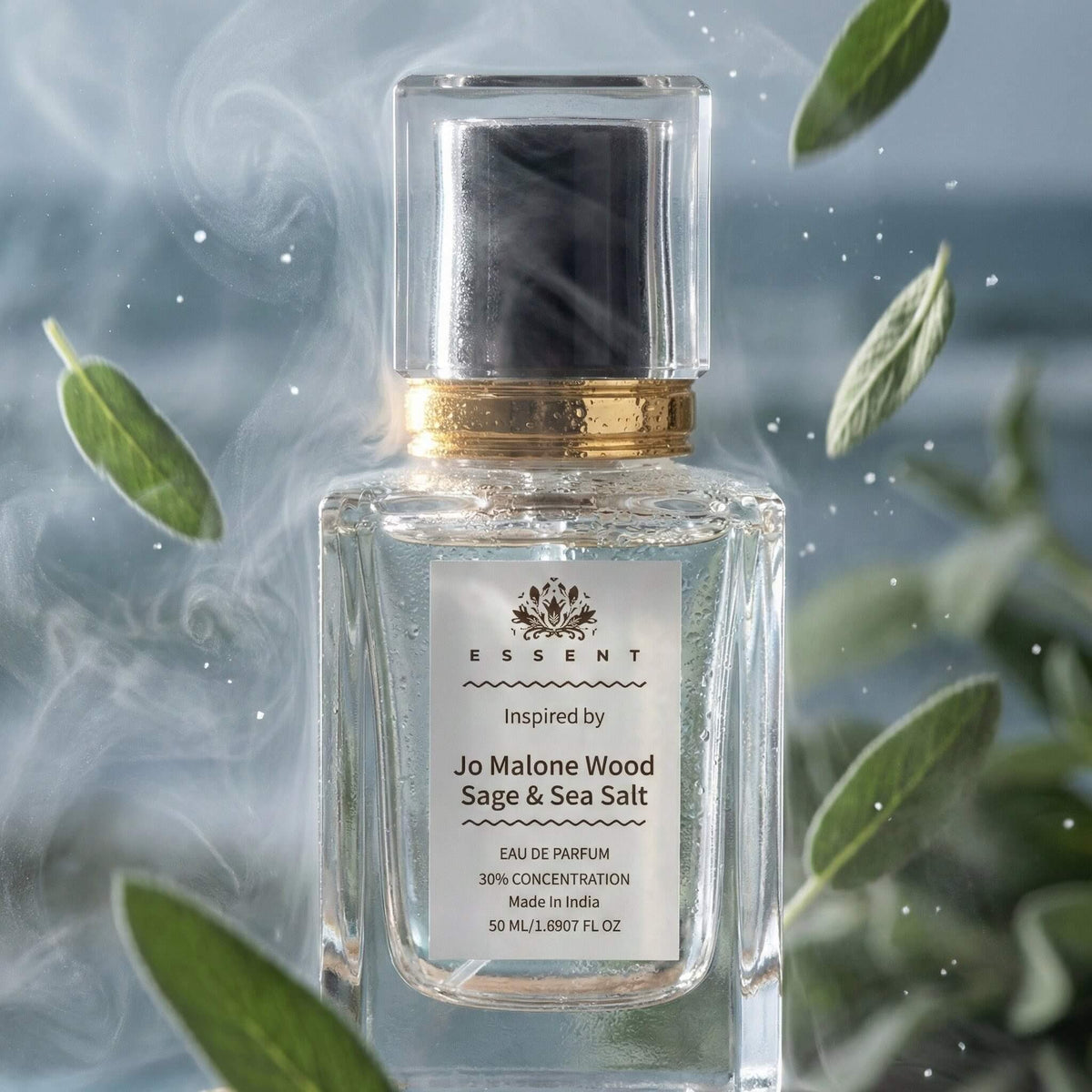 Essent Wood Sage & Sea Salt Inpsired 100 ml eau de parfum bottle — aquatic fresh, view 3