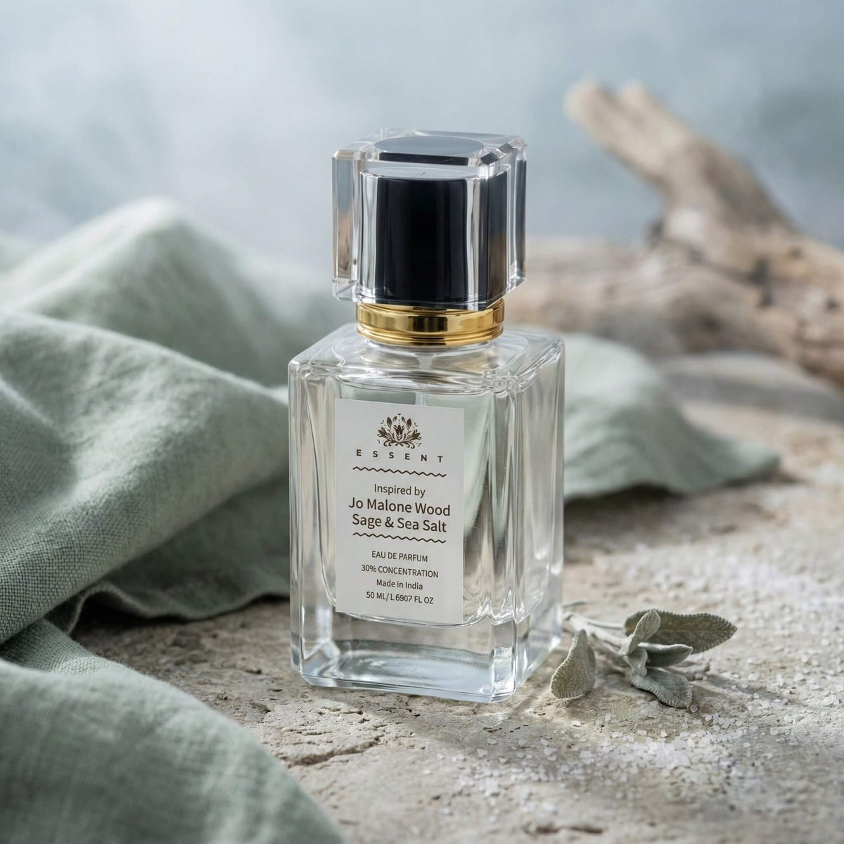 Essent Wood Sage & Sea Salt Inpsired 100 ml eau de parfum bottle — aquatic fresh, view 2
