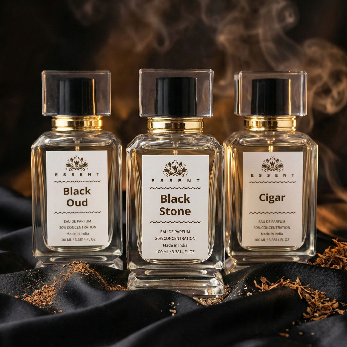 Essent Midnight Noir: The Party Collection 50 ml roll-on attar bottle — oud & amber, view 3