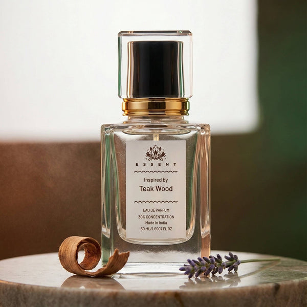 Essent Teak Wood 100 ml eau de parfum bottle — woody