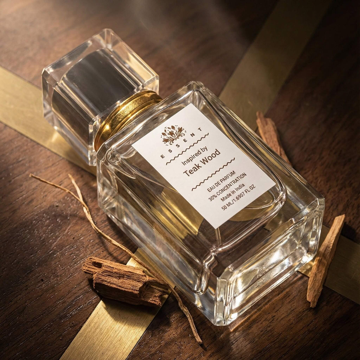 Essent Teak Wood 100 ml eau de parfum bottle — woody, view 4