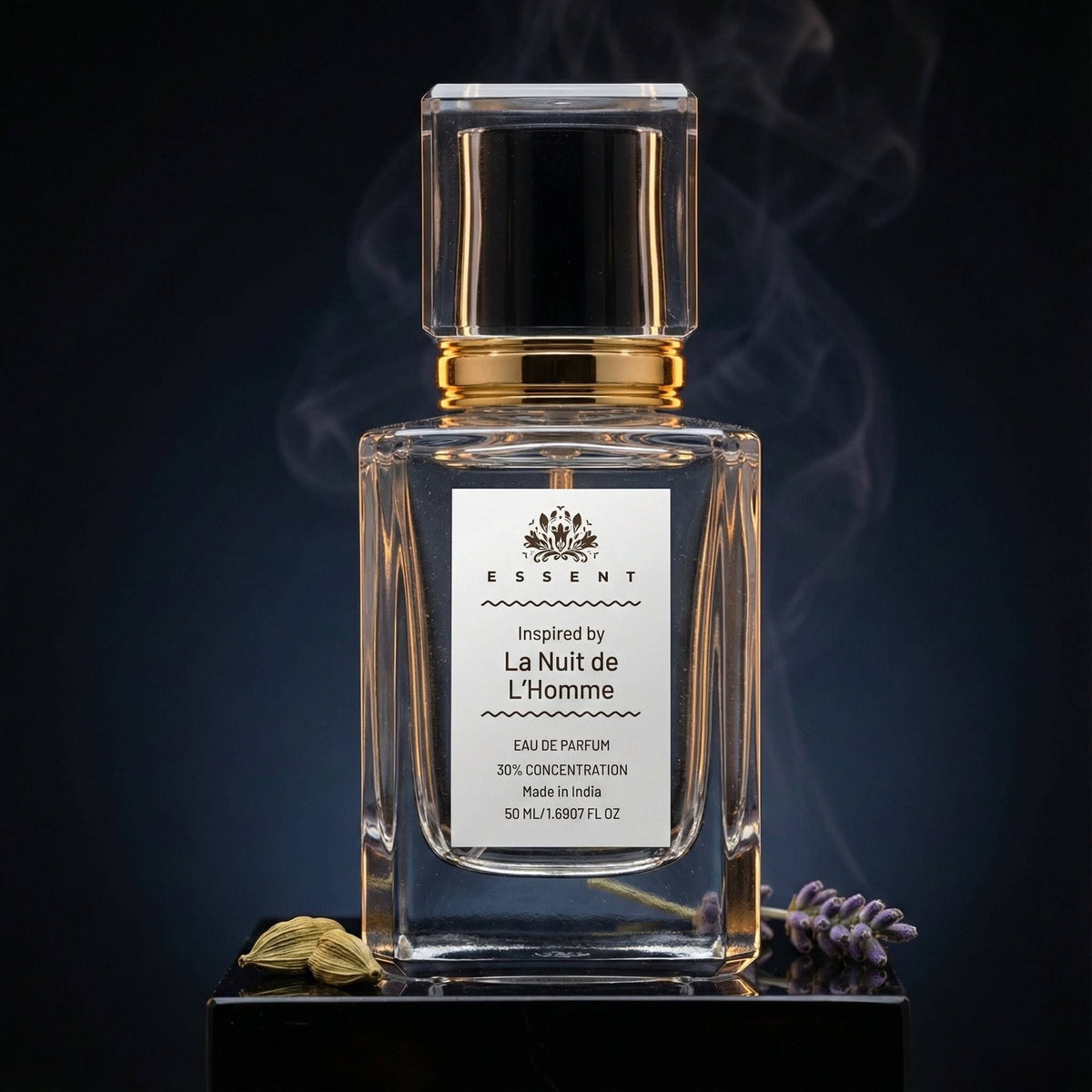 Essent La Nuit 30 ml eau de parfum bottle — earthy green