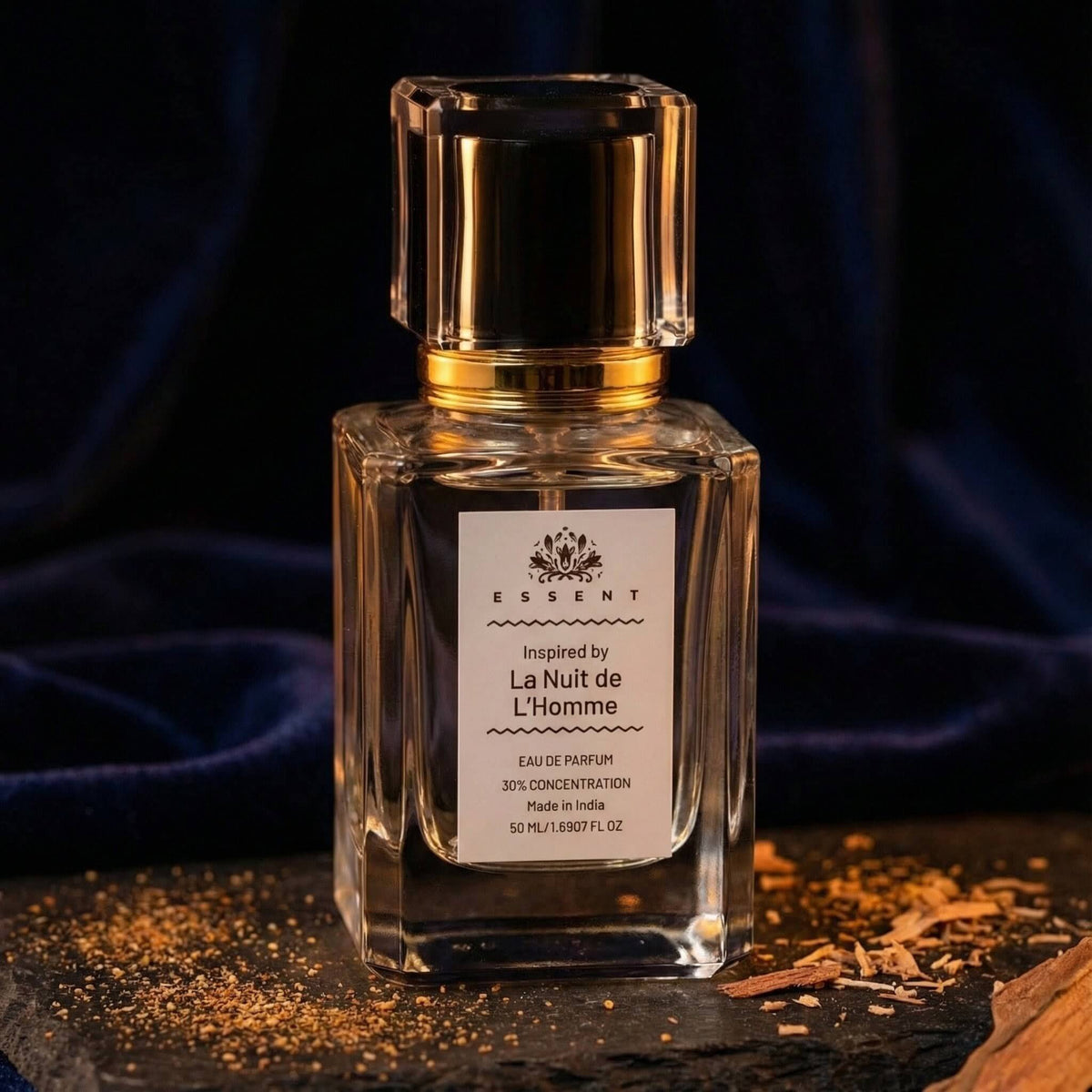 Essent La Nuit 30 ml eau de parfum bottle — earthy green, view 3