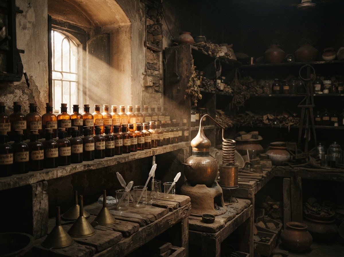Inside the Essent workshop, fragrance oils being blended by hand in small batches