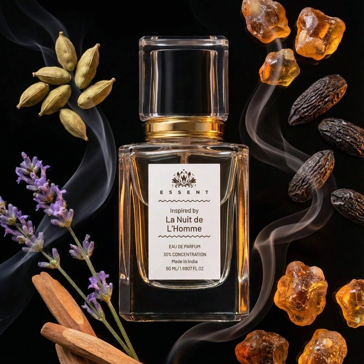 Essent La Nuit de L’Homme 100 ml eau de parfum bottle — earthy green, view 5