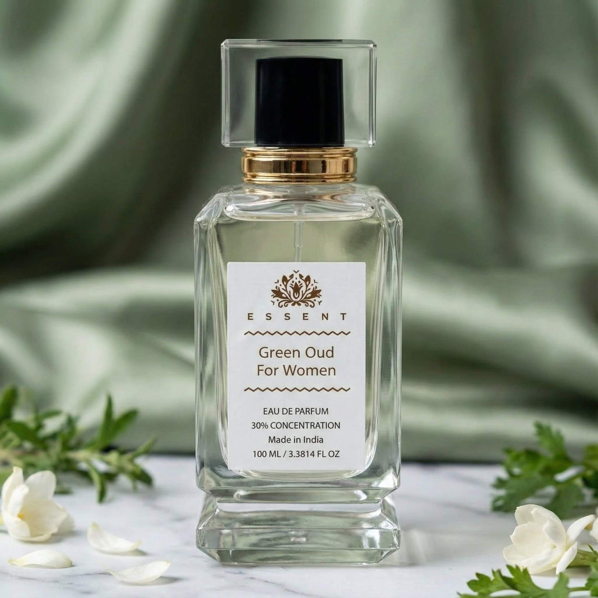 Essent Green Oud 30 ml eau de parfum bottle — oud & amber, view 2