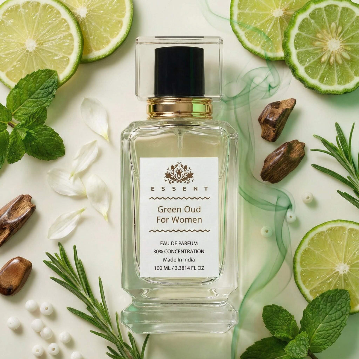 Essent Green Oud 30 ml eau de parfum bottle — oud & amber, view 5
