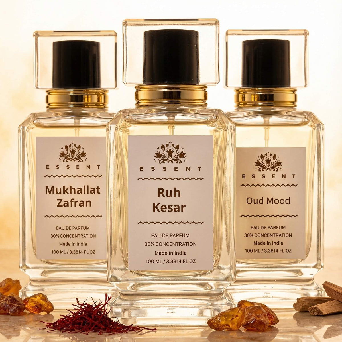 Essent The Golden Hour Set: Saffron & Amber Edition 50 ml roll-on attar bottle — spicy oriental, view 2
