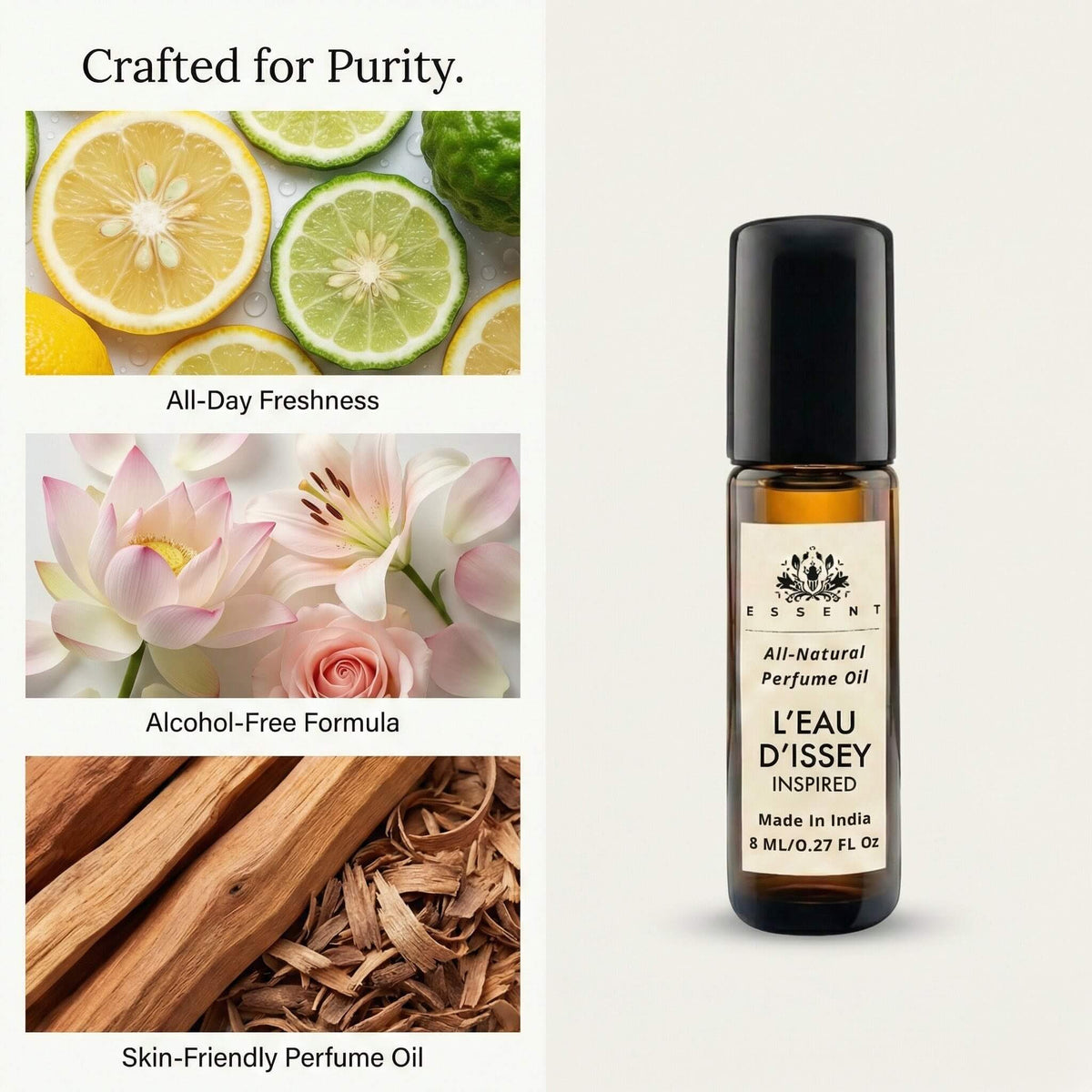 Essent L’Eau d’Isseyy 8 ml roll-on attar bottle — rose oriental, view 3