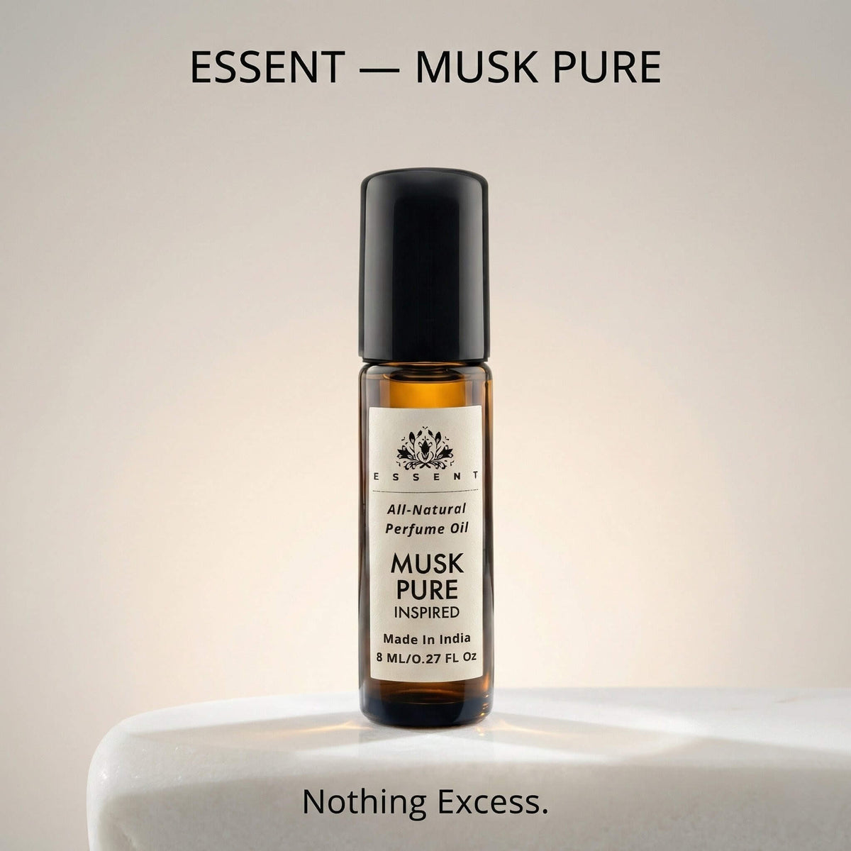 Essent Musk Pure 8 ml roll-on attar bottle — musk