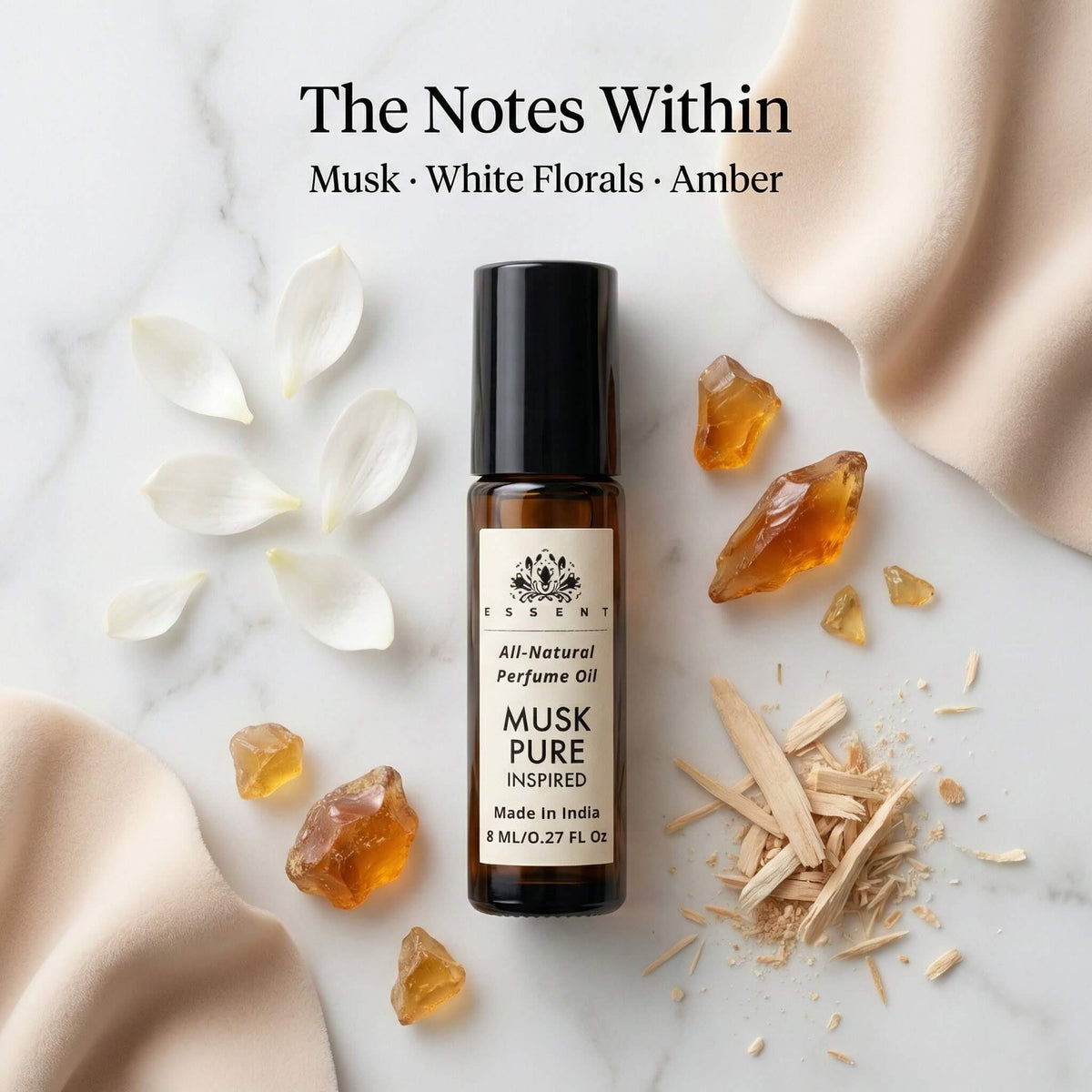 Essent Musk Pure 8 ml roll-on attar bottle — musk, view 2