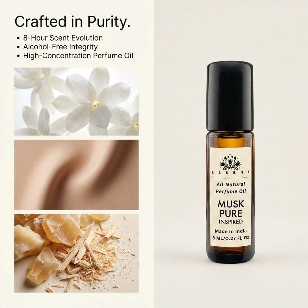 Essent Musk Pure 8 ml roll-on attar bottle — musk, view 3
