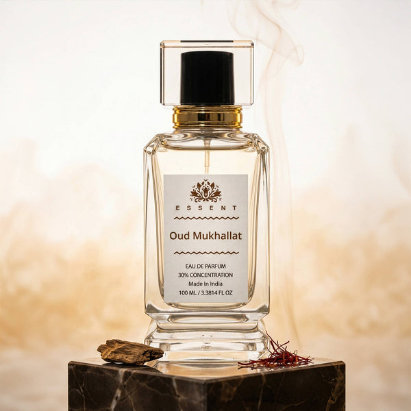 Essent Oud Mukhallat 30 ml eau de parfum bottle — oud & amber