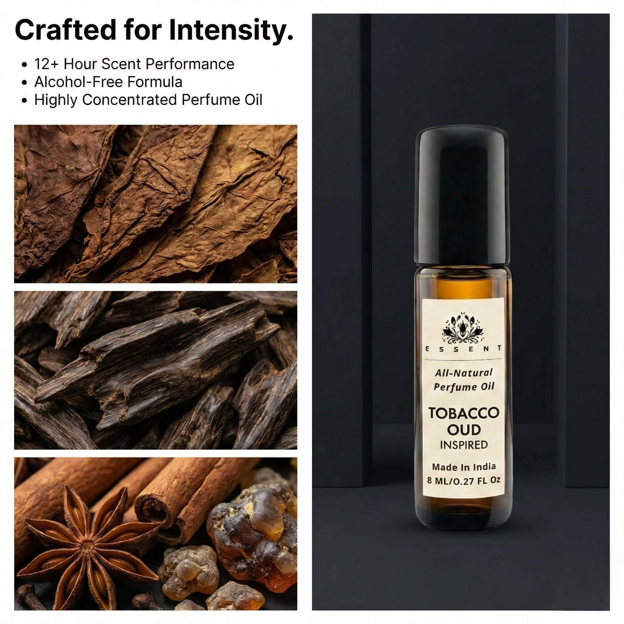 Essent Tobacco Oud-Inspired Unisex Roll-On Attar/ Perfume Oil
