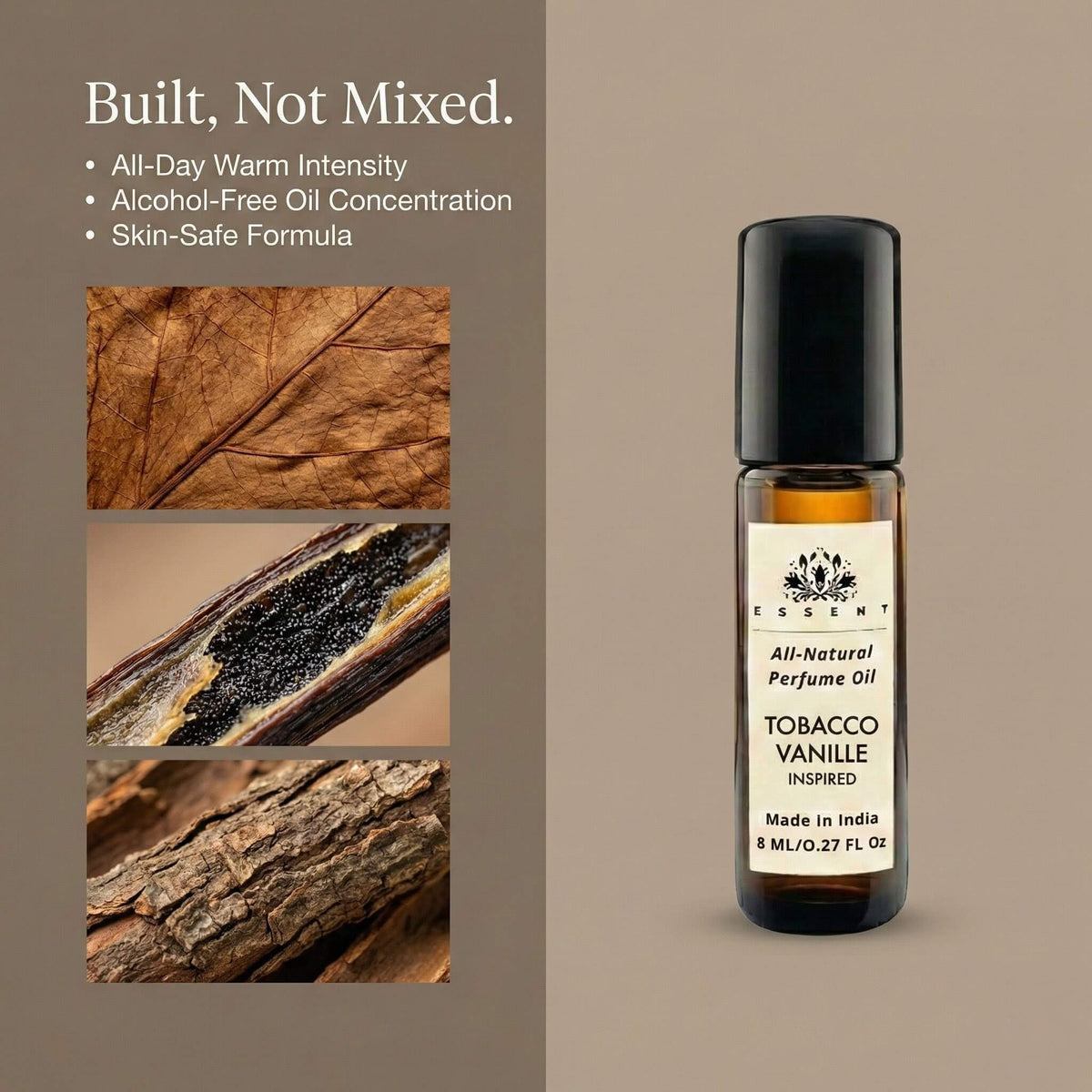 Essent Tobacco Vanille 8 ml roll-on attar bottle — amber gourmand, view 3