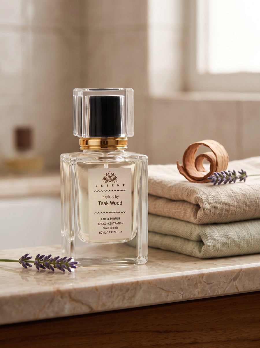 Customer photo of an Essent attar bottle on a textured surface