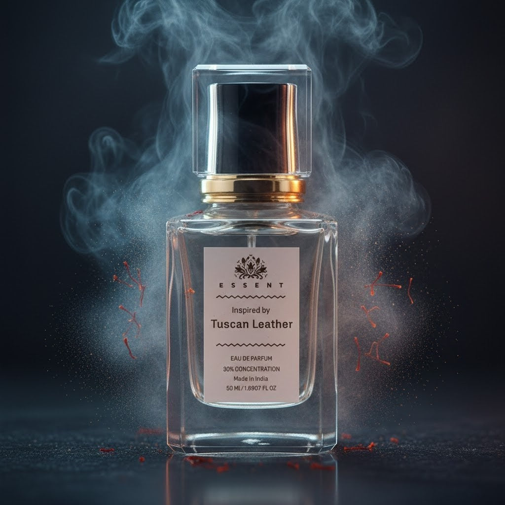 Essent Tuscan Leather 100 ml eau de parfum bottle — spicy oriental